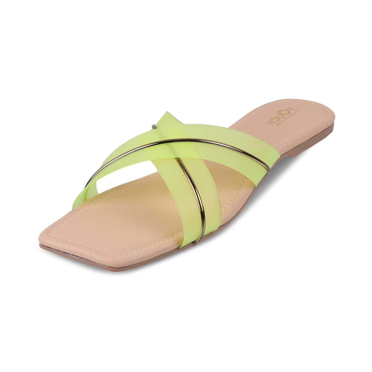 TOUCH HEEL Women's Flats - Stylish Ladies Chappal with Transparent Straps Upper, TPR Sole, Comfortable Open Toe Slippers for Regular Use