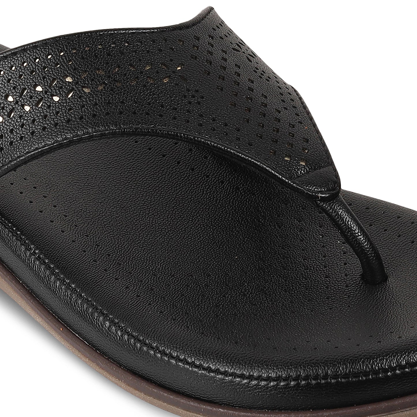 Men's Black Perforated Comfort Flip-Flop Sandal