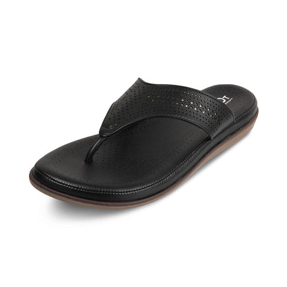 Men's Black Perforated Comfort Flip-Flop Sandal