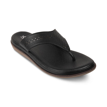 Men's Black Perforated Comfort Flip-Flop Sandal