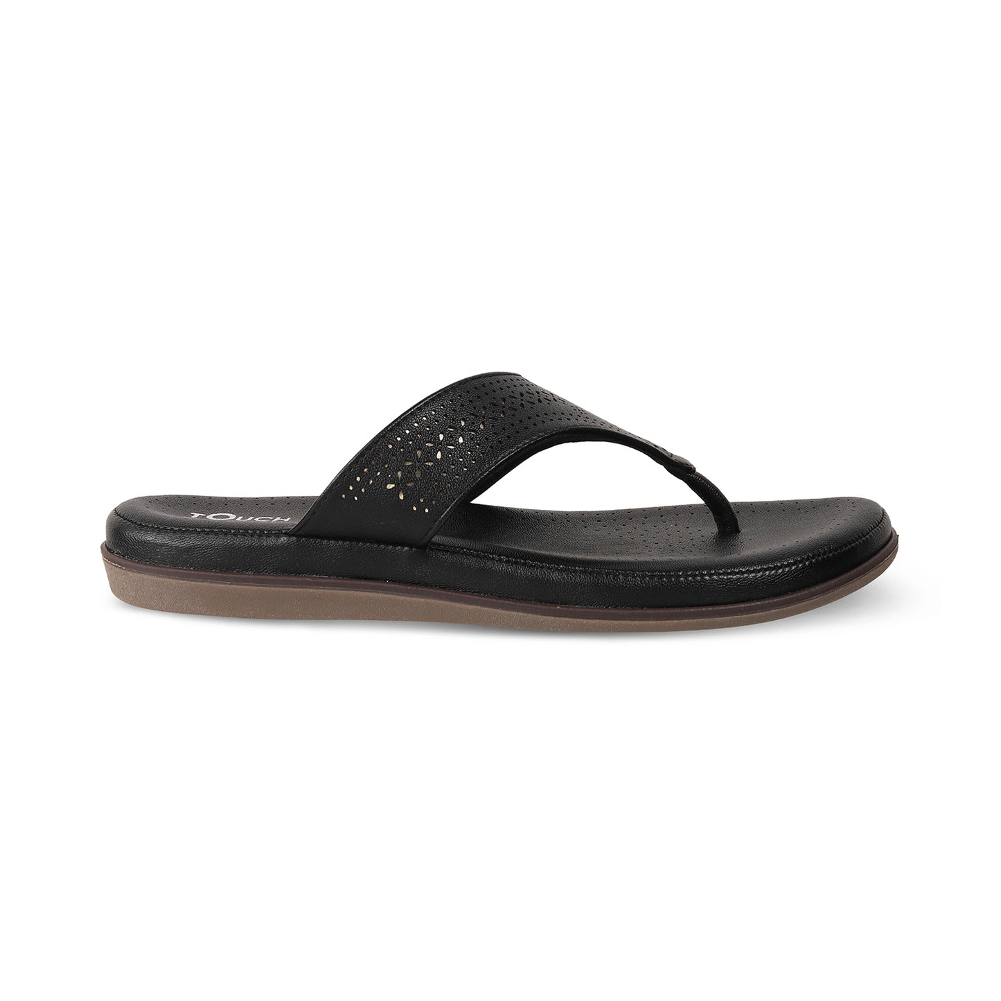 Men's Black Perforated Comfort Flip-Flop Sandal