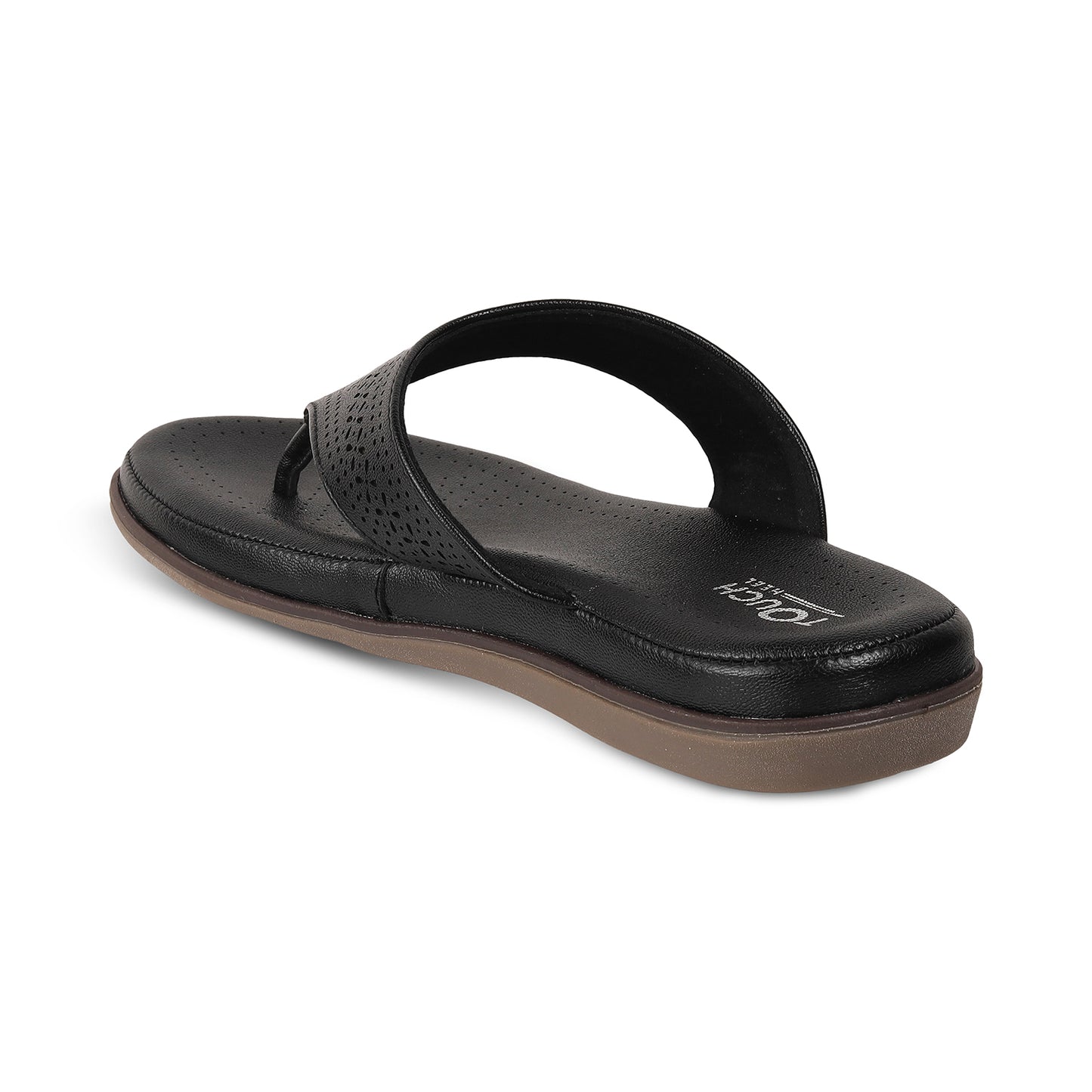 Men's Black Perforated Comfort Flip-Flop Sandal