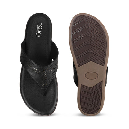 Men's Black Perforated Comfort Flip-Flop Sandal