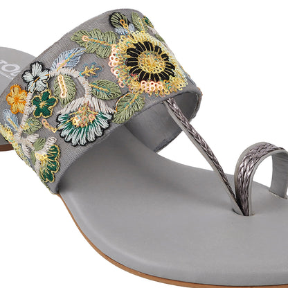 Latest Embroidered Slip On Ethnic Women Sandals