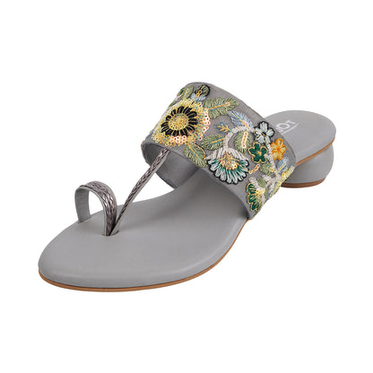 Latest Embroidered Slip On Ethnic Women Sandals