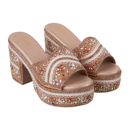 Rhinestone Strap Wedge Sandals